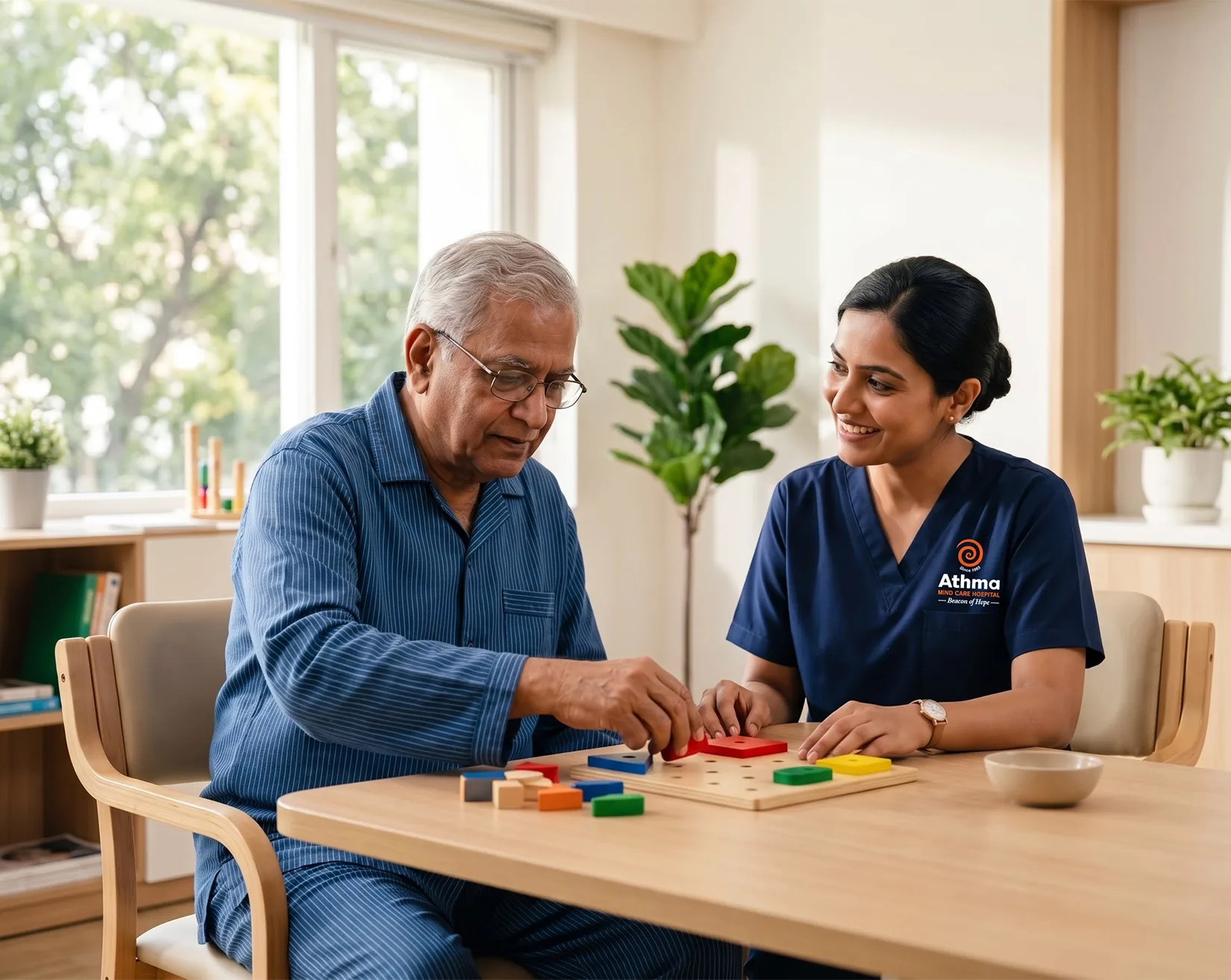 Therapist guiding a patient through a balance exercise